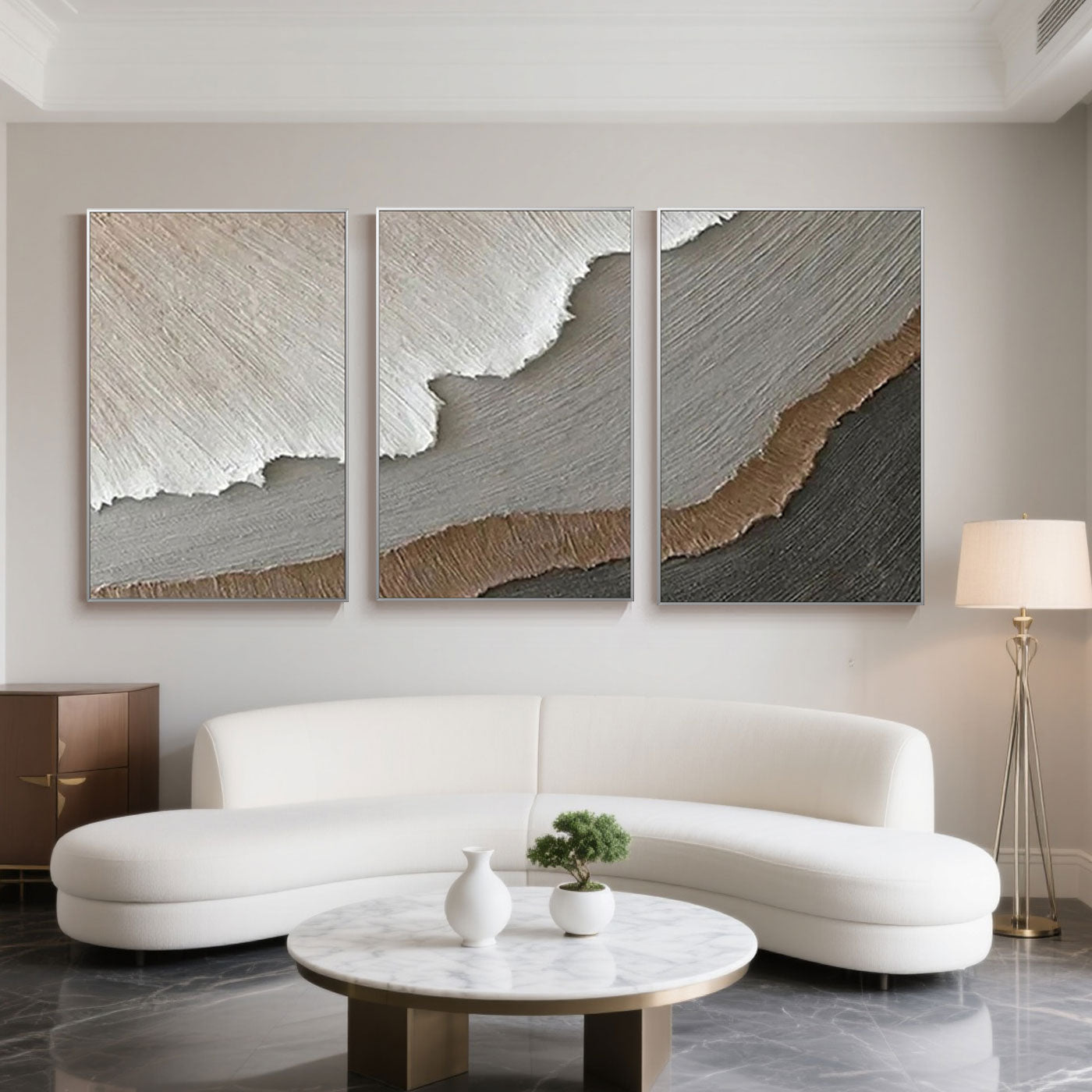 3D Textured Abstract Neutral Wall Art - Strata