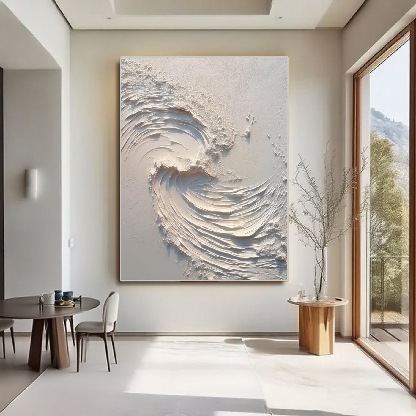 3D Textured Abstract Wave Painting - Dual Harmony