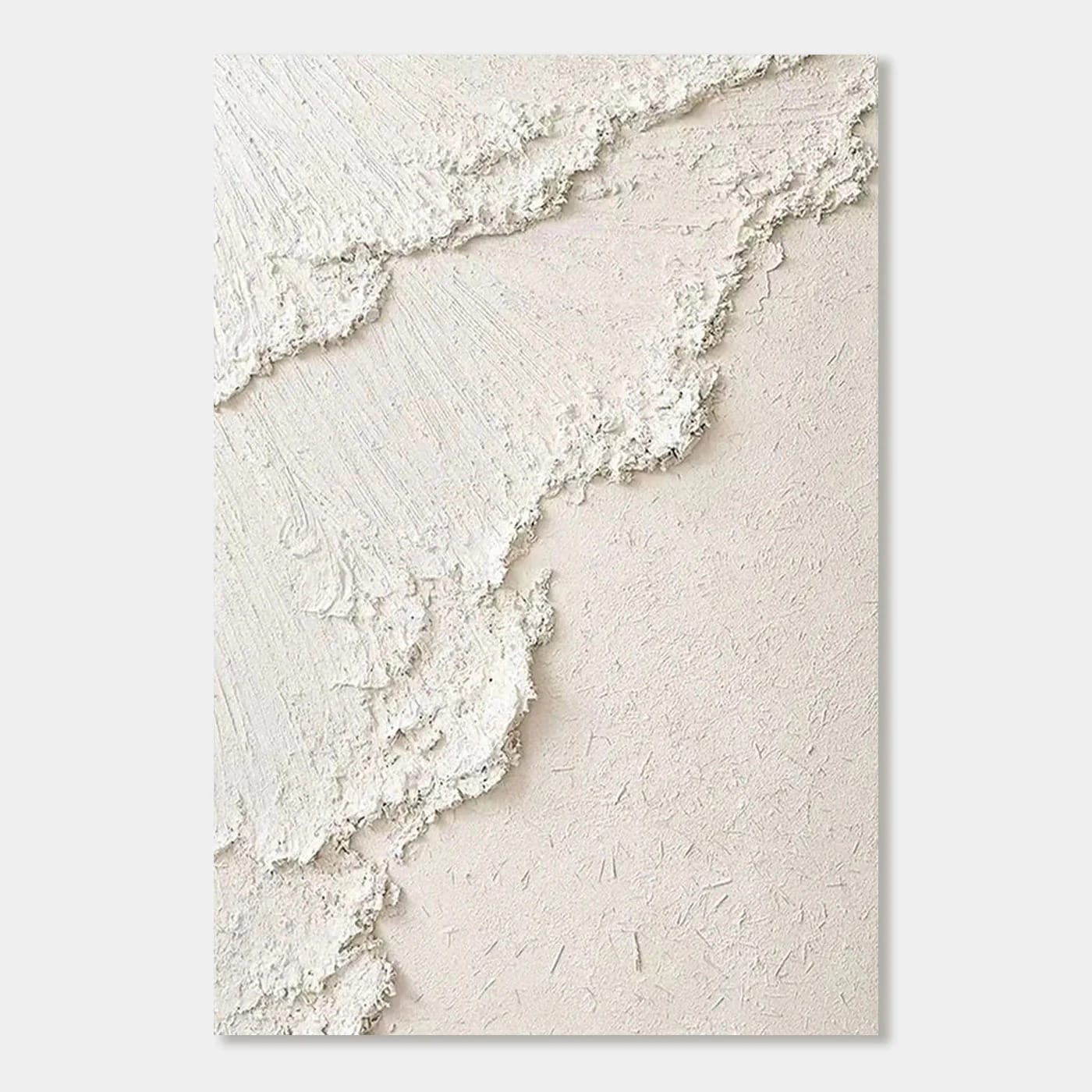 3D Textured White and Beige Ocean Wave Wall Art on Canvas – Lumi Gallery