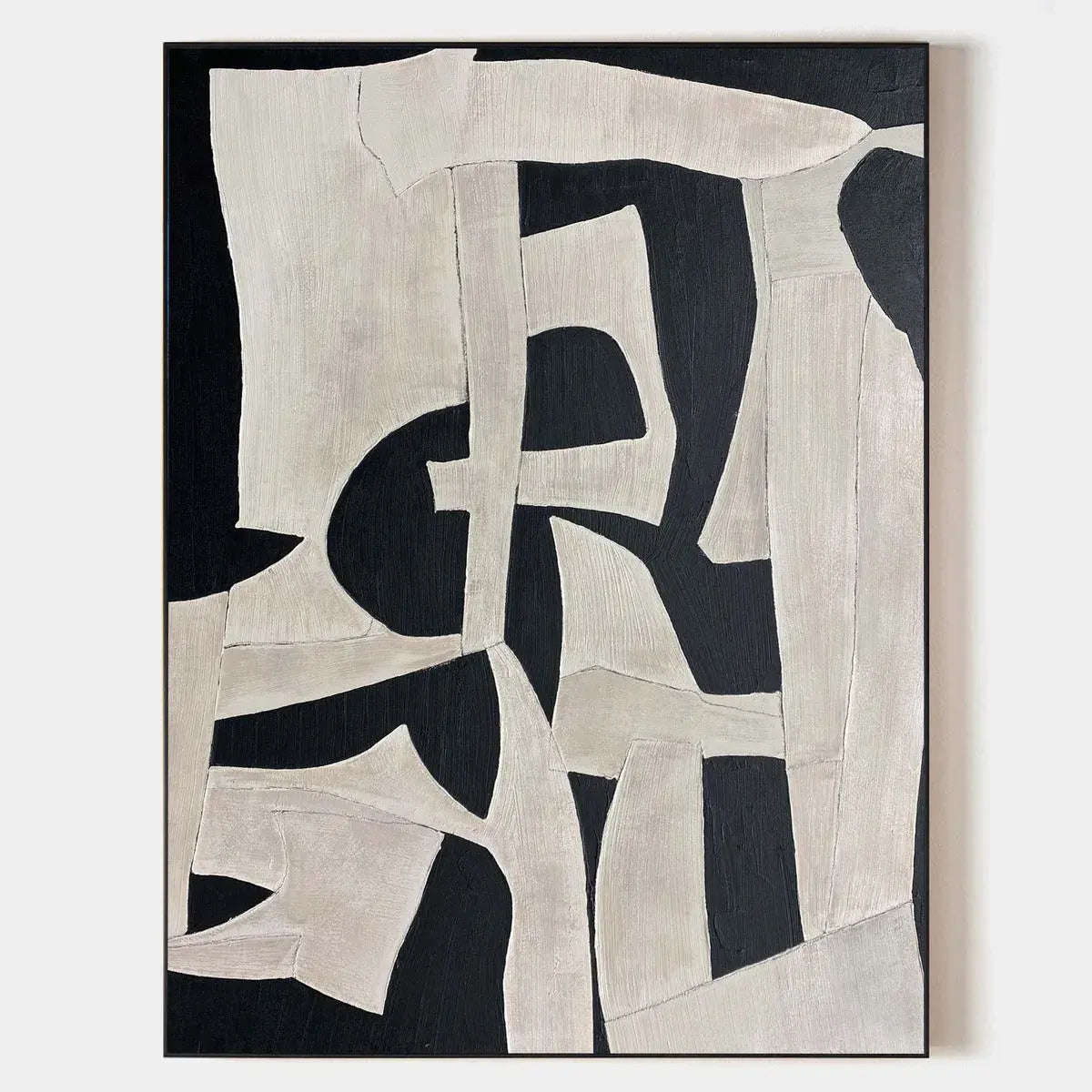 Black White Geometric Abstract Canvas Art Minimalist Wabi Sabi Wall ...