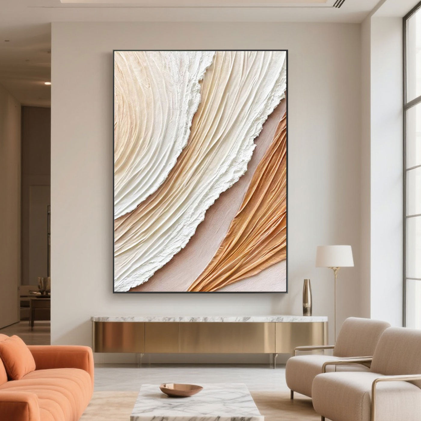 Abstract 3D Textured Flow Painting - Golden Currents