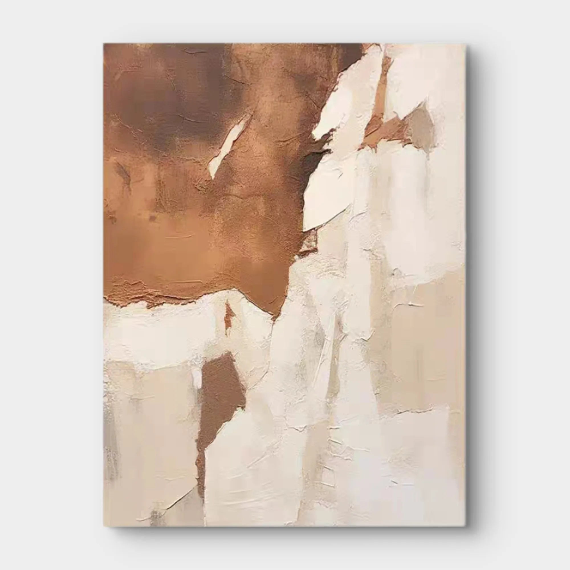 Wabi-Sabi Abstract Painting - Brown & White Minimalist Canvas Art ...
