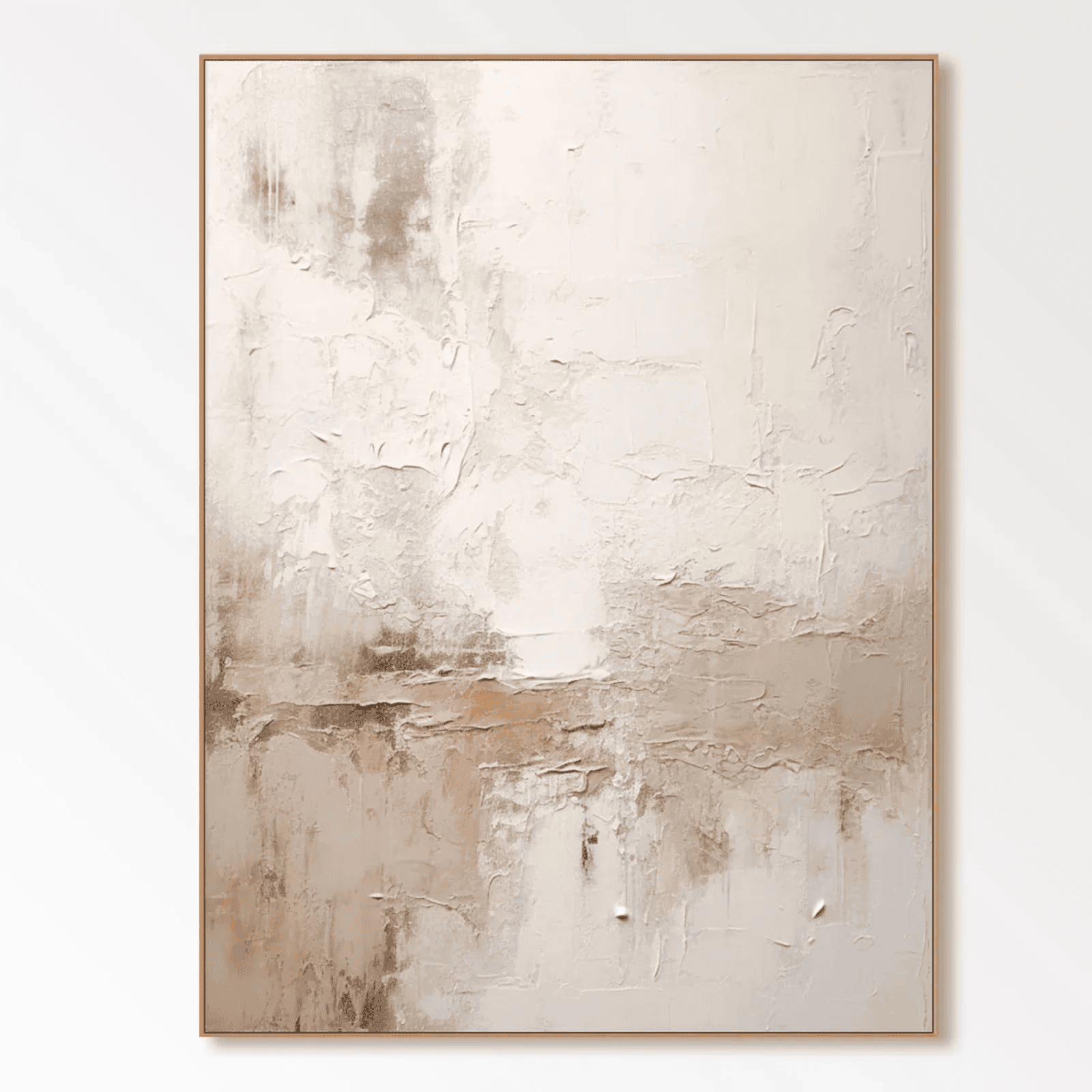 Minimalist Wabi Sabi Beige Brown Textured Wall Art Large Vertical