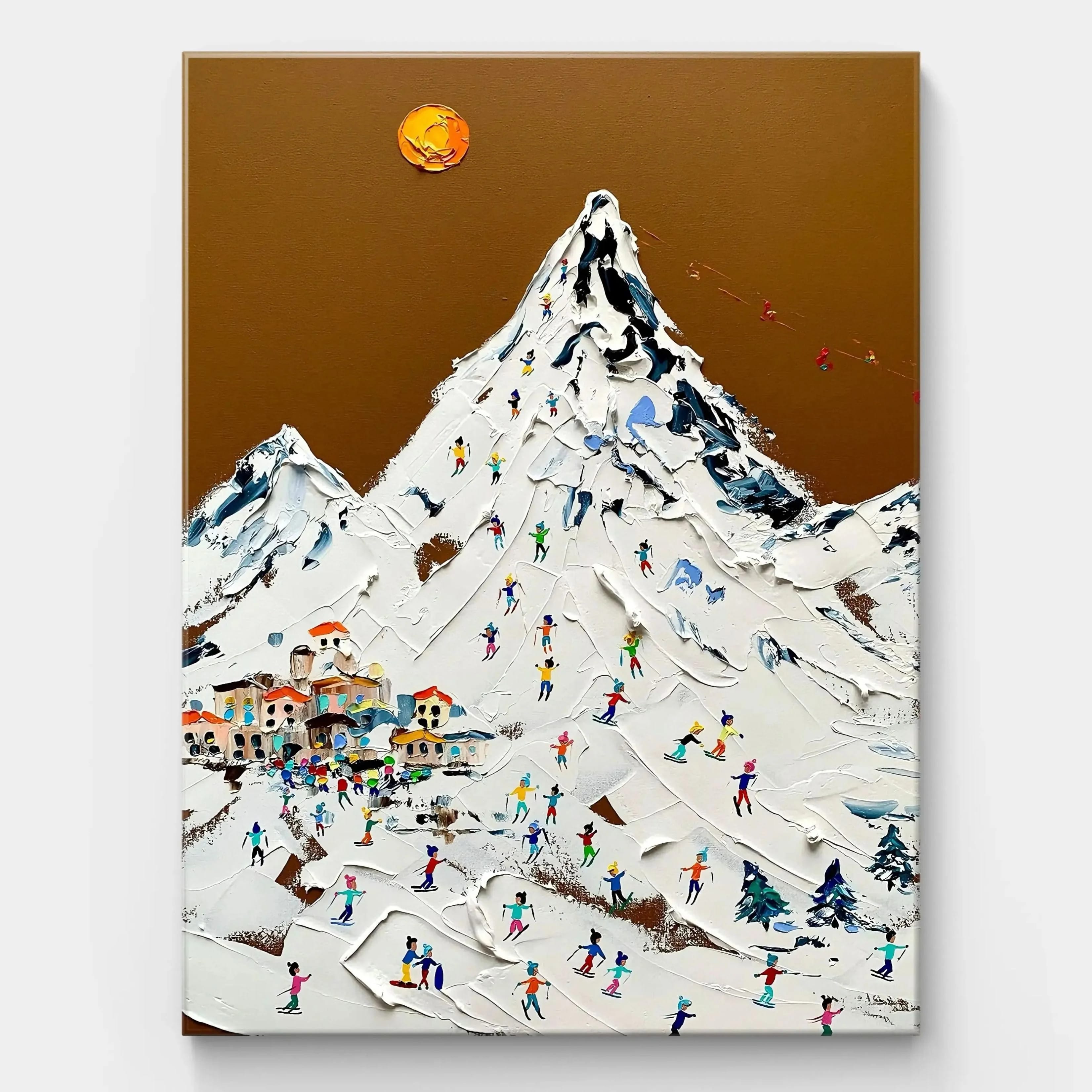 Textured Winter Ski Mountain Wall Art for Chalets | Lumi Gallery