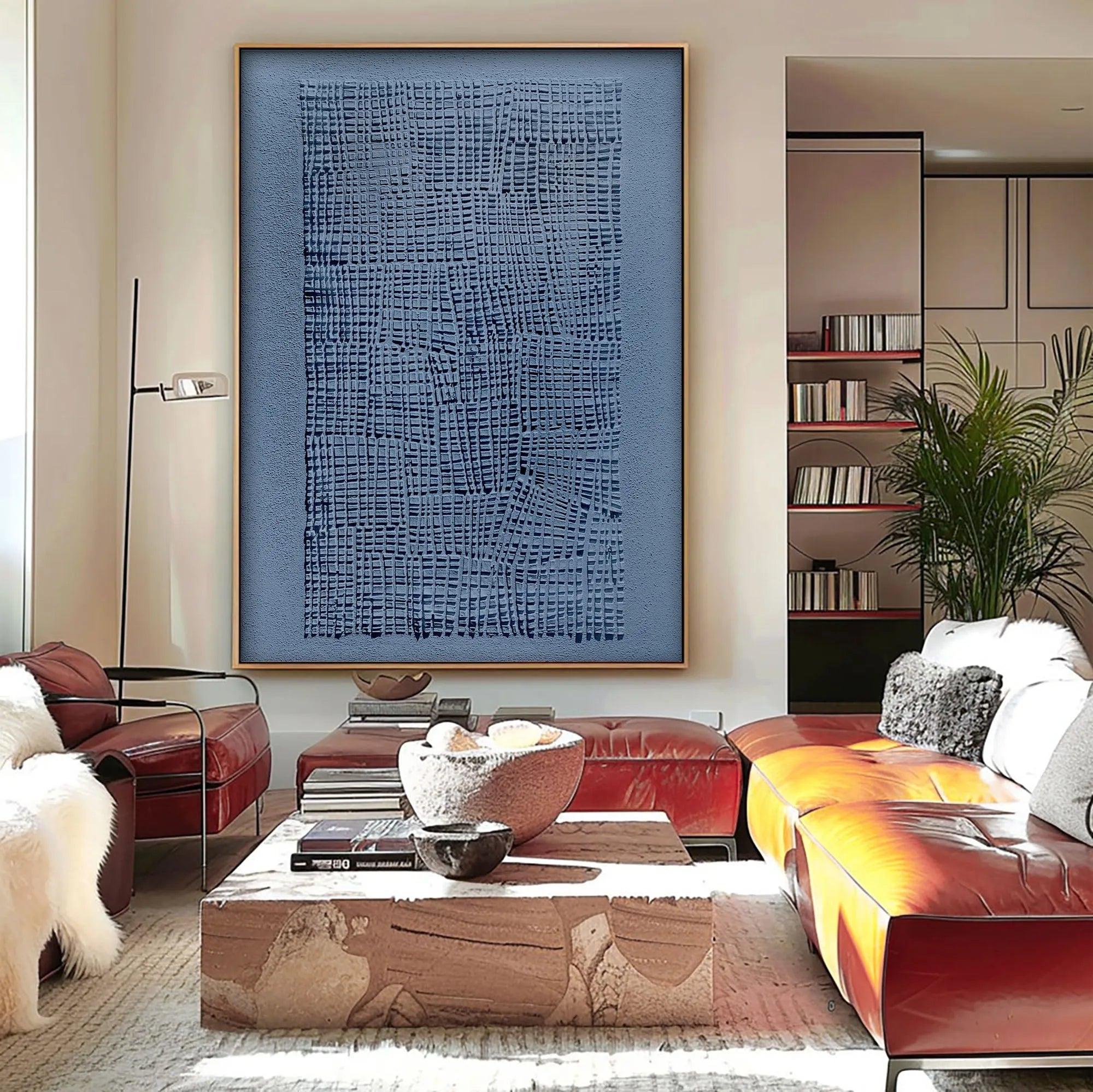 Wabi Sabi Minimalist Blue Canvas Wall Art #WS046