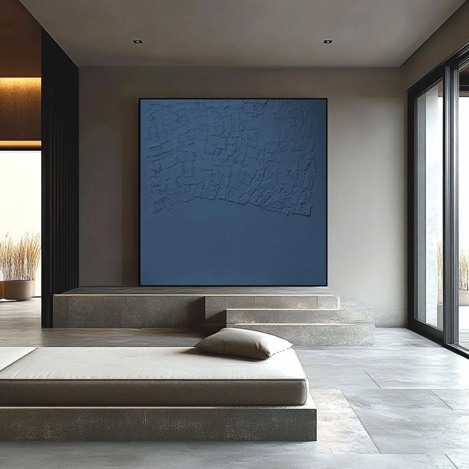 Wabi-Sabi inspired wall decor with plaster and quartz sand, ideal as a holiday gift or housewarming present.