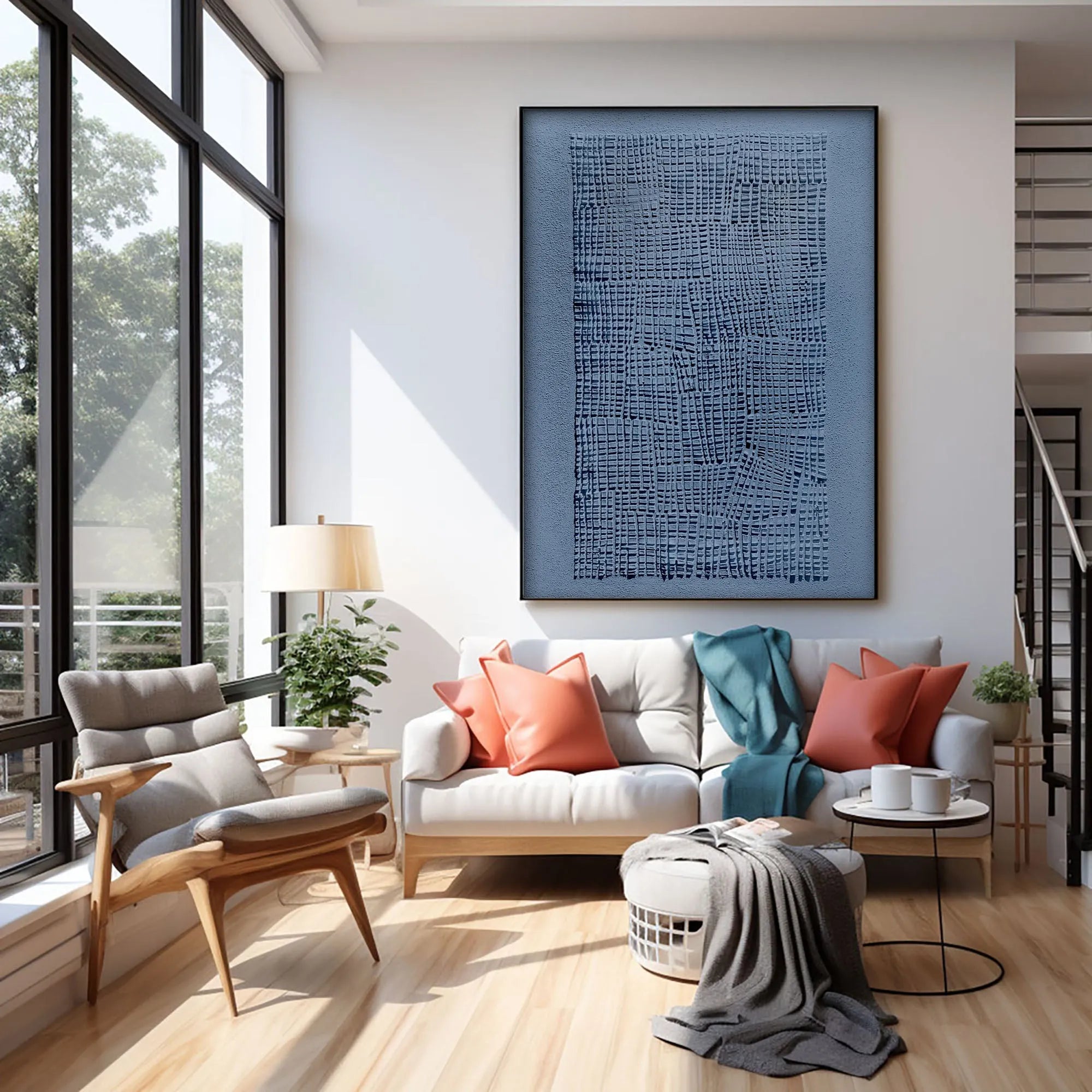 Wabi Sabi Minimalist Blue Canvas Wall Art #WS046