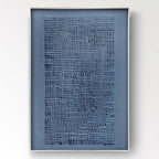 Wabi-Sabi minimalist blue canvas painting with vertical orientation, featuring an abstract acrylic design for modern interiors.