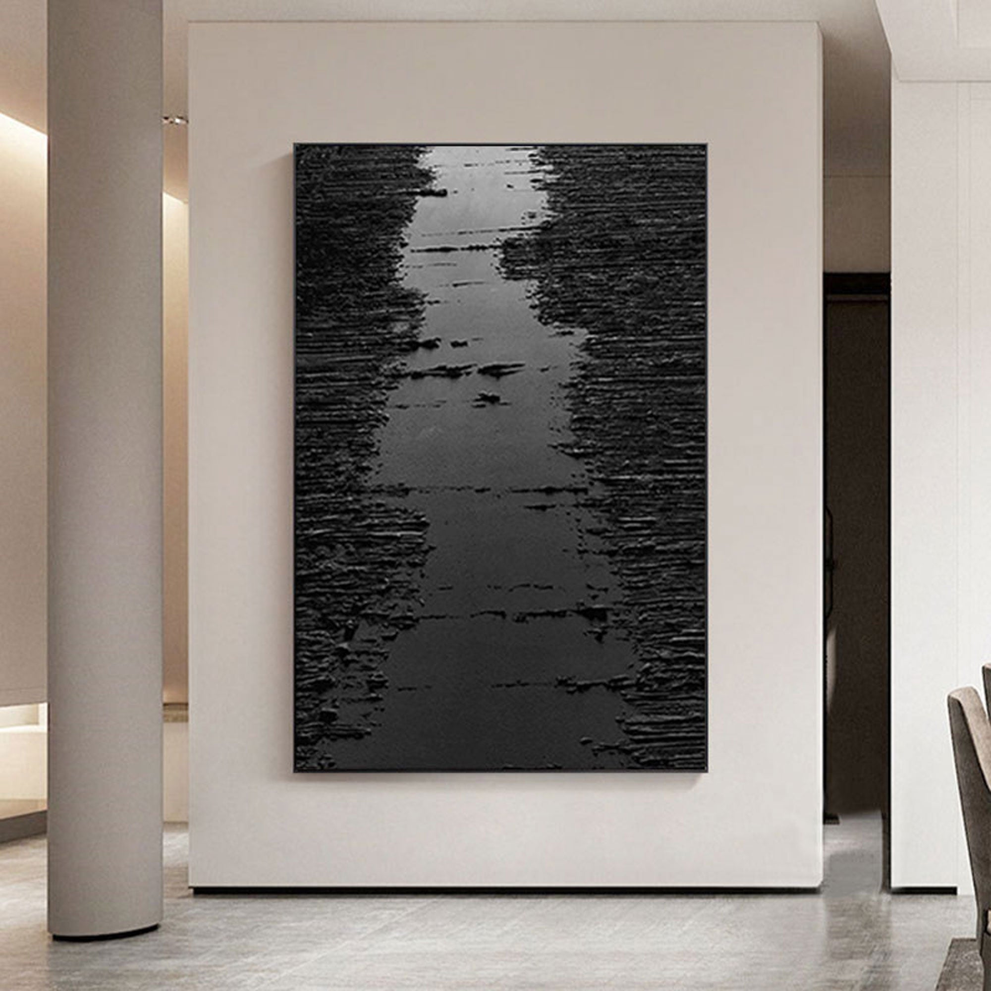 Minimalist Abstract Black Canvas Wall Art #MN004