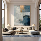 Lumi Gallery's minimalist blue white abstract canvas art in modern living room