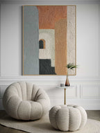 Abstract modern architecture wall art featuring warm and calming tones, perfect for home decor.