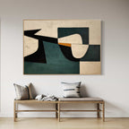 Modern geometric abstract wall decor with premium materials and eco-friendly paints, perfect for contemporary spaces.