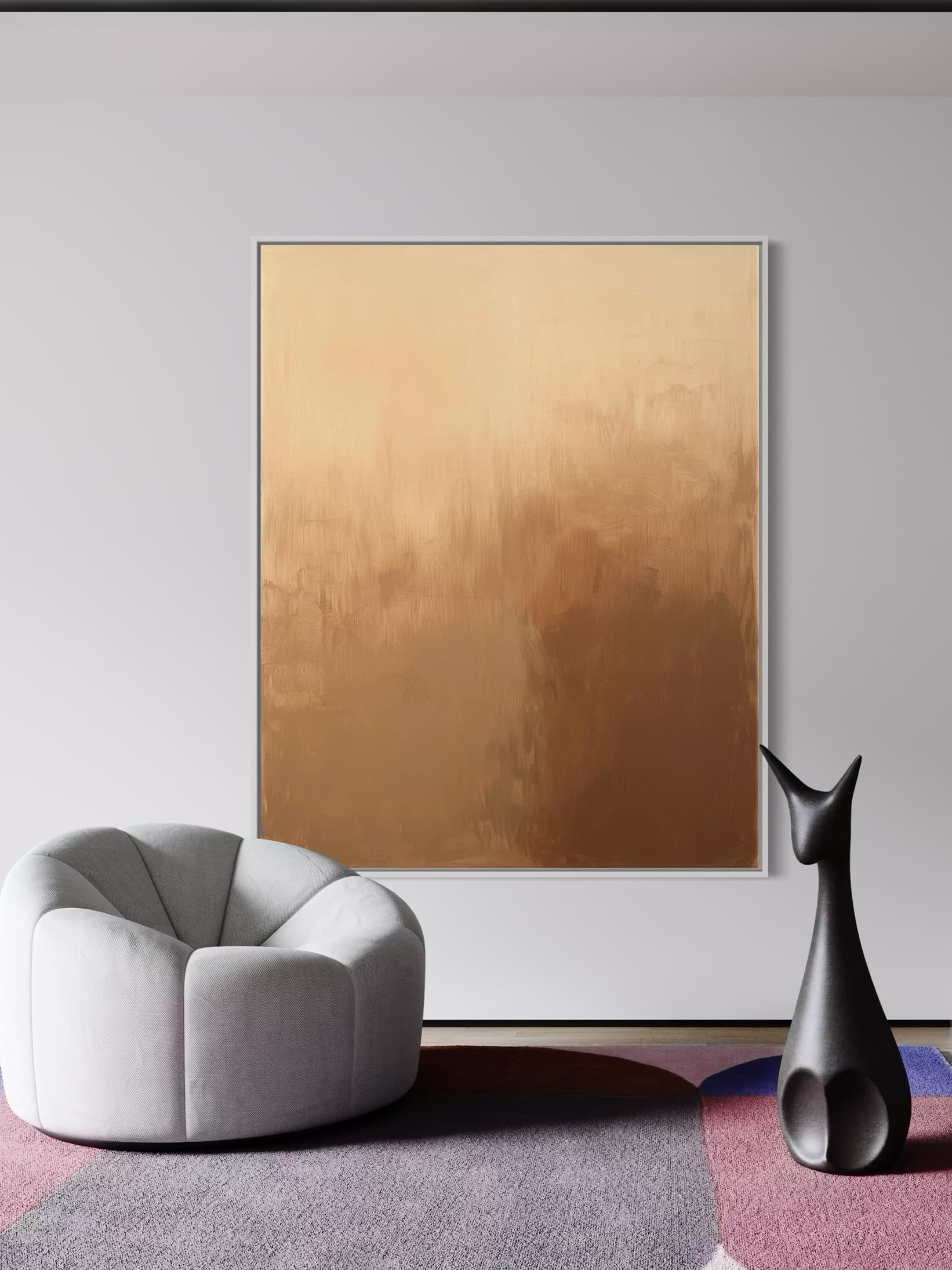Abstract gold canvas painting, ideal for adding sophistication to any room.