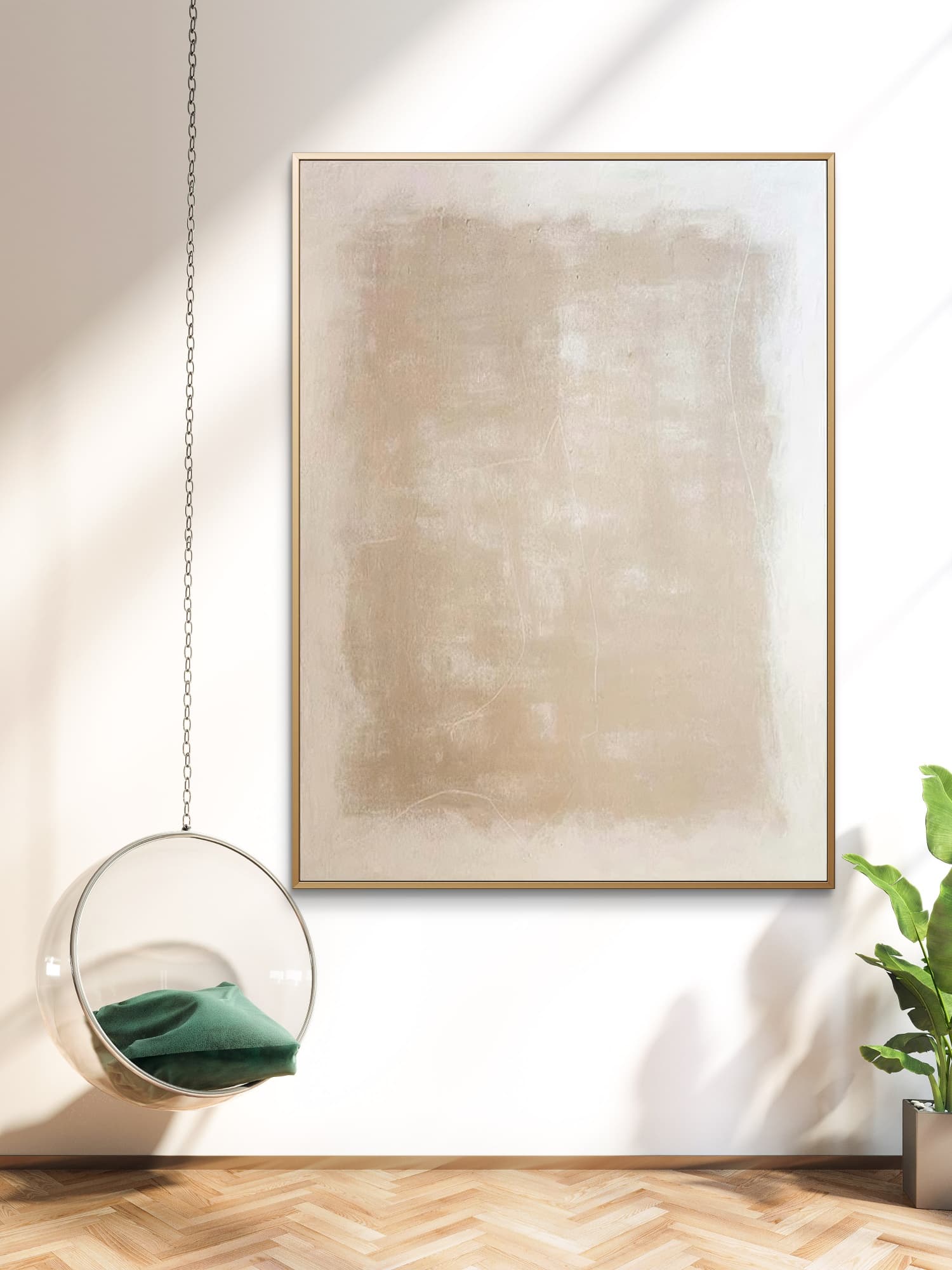 Minimalist abstract canvas wall art with beige and white tones, featuring natural textures for a serene and timeless look.