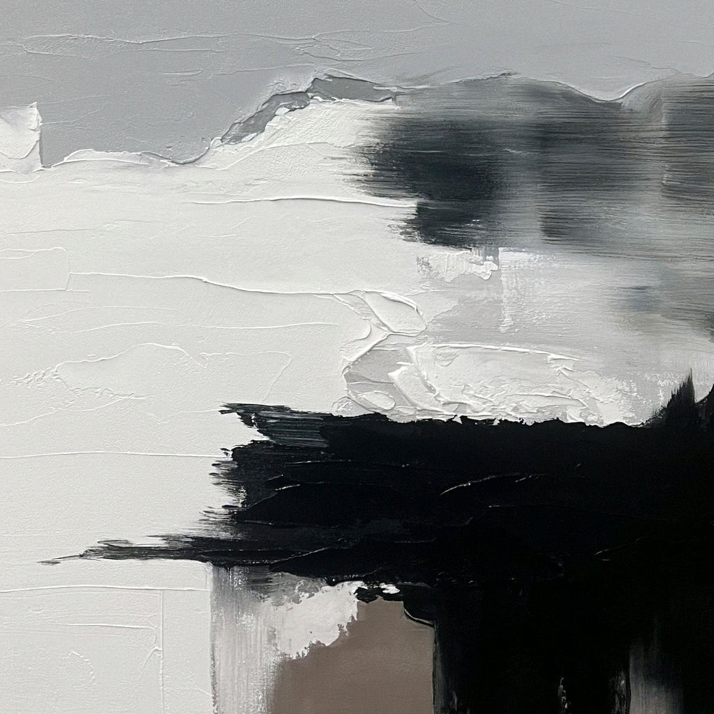 Vertical nature wall art with smooth black and gray color blending, minimalist abstract style