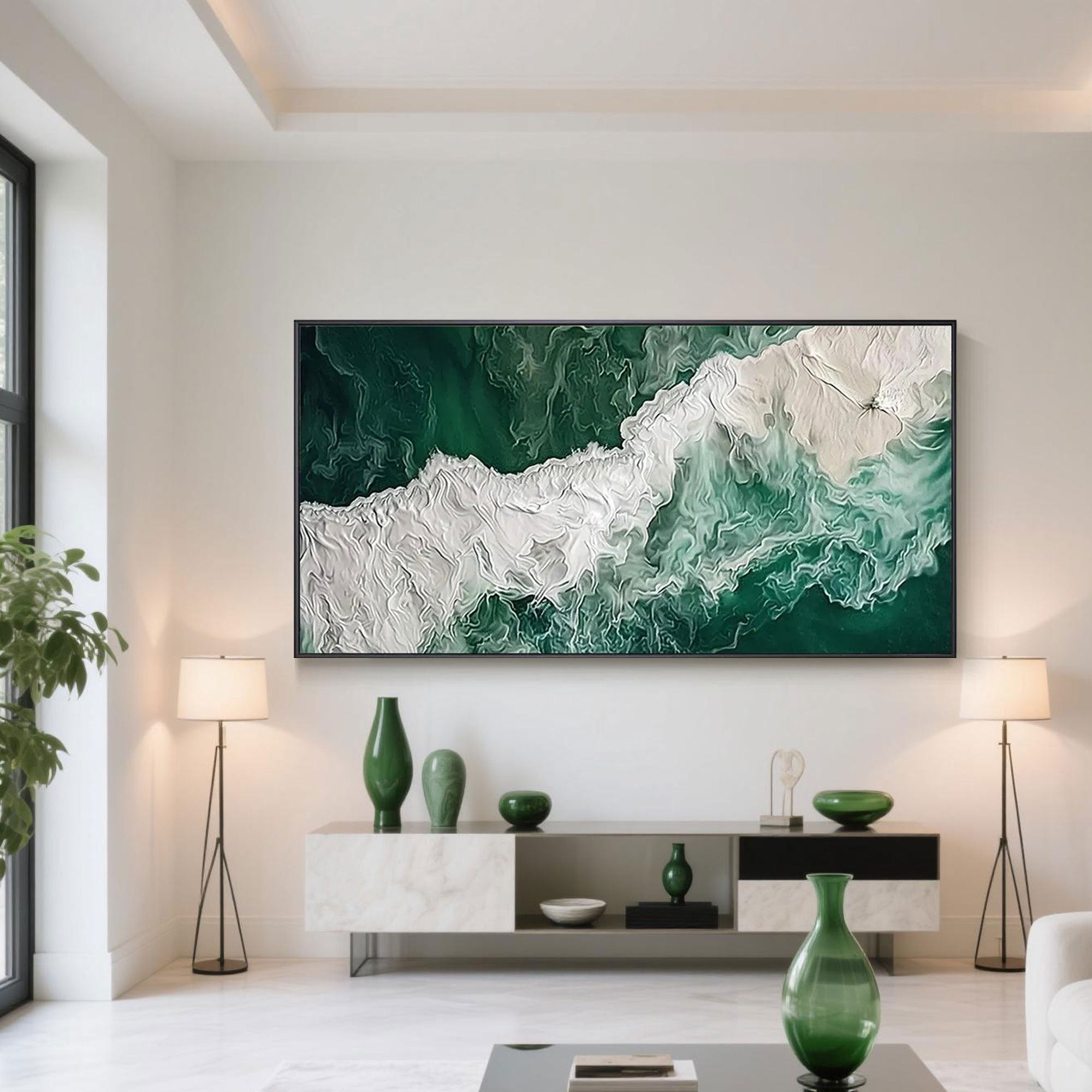 Modern Green Canvas Art |Shaded Flow