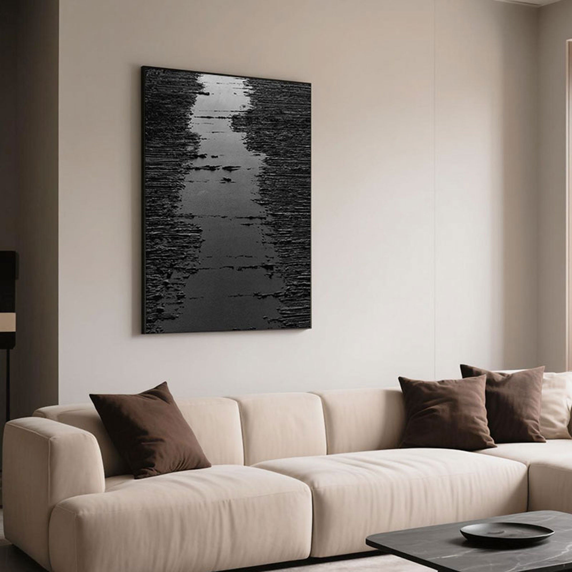 Eco-friendly acrylic artwork on premium canvas, highlighting imperfections and raw texture for a bold yet understated statement.