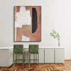 Minimalist Abstract Brown and White Canvas Wall Art #AB043