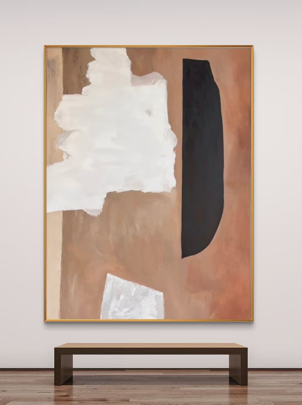 Eco-friendly neutral canvas art featuring bold color blocks in a vertical orientation, ideal for living rooms or bedrooms.