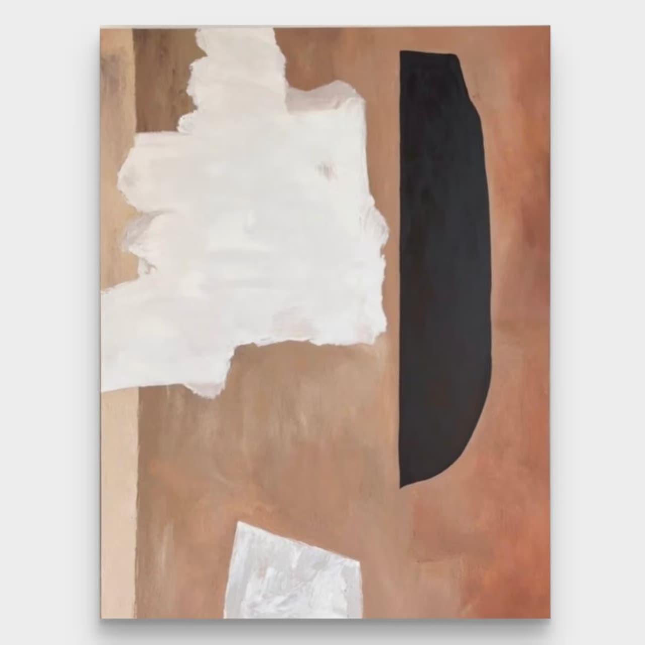 Minimalist Abstract Brown and White Canvas Wall Art #AB043