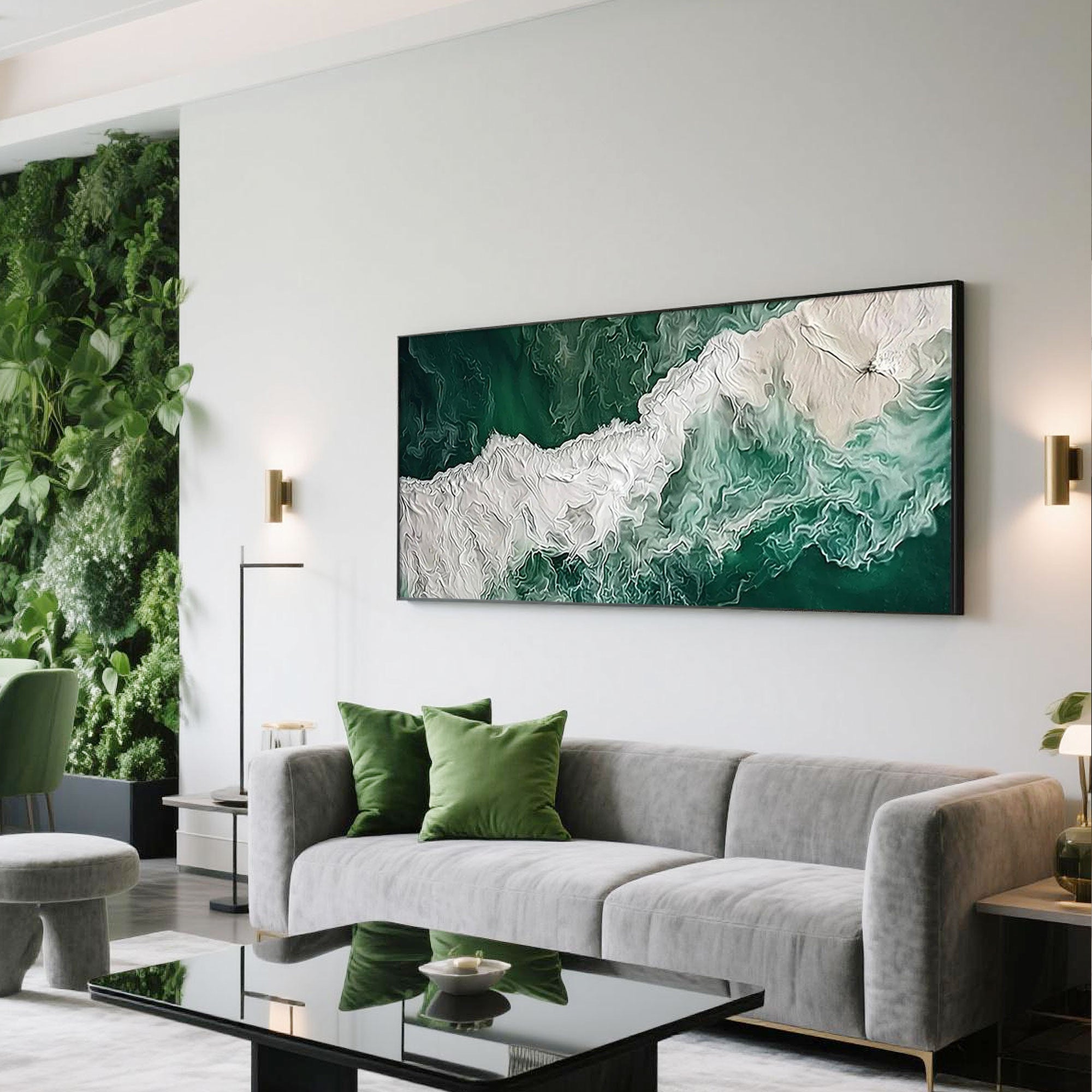 Modern Green Canvas Art |Shaded Flow