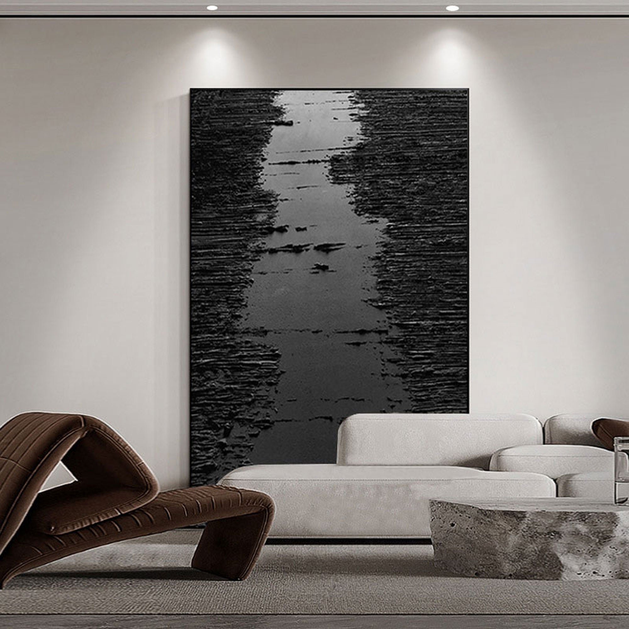 Minimalist Abstract Black Canvas Wall Art #MN004