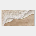 3D textured beach wall art, 'Shoreline', creamy white and taupe tones.