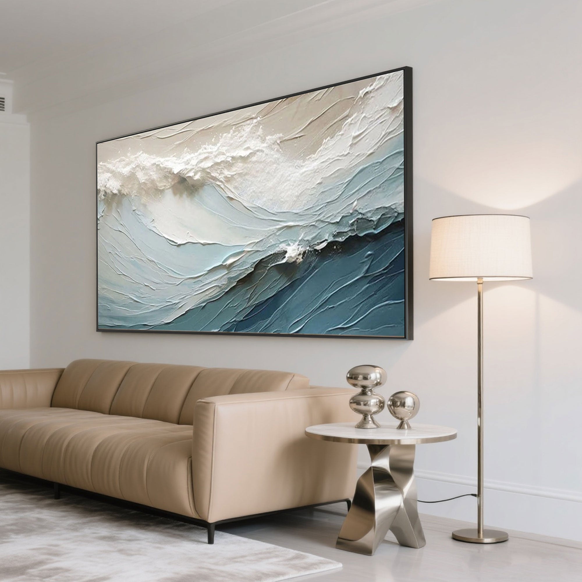 3D textured blue seascape wall art | Ocean Veil
