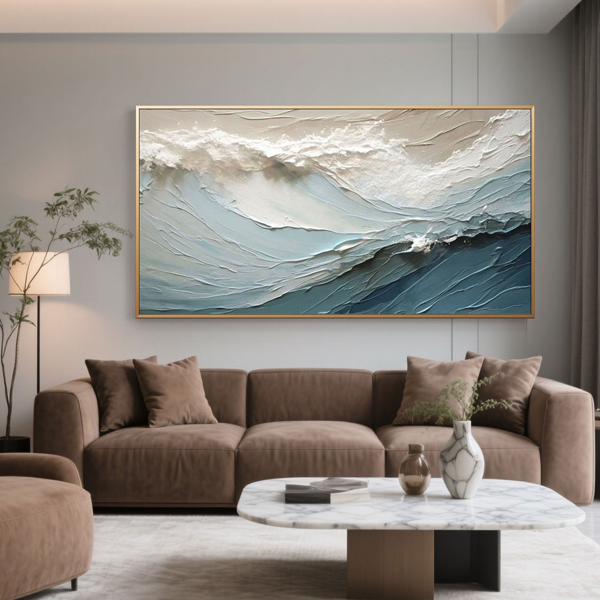 3D textured blue seascape wall art | Ocean Veil