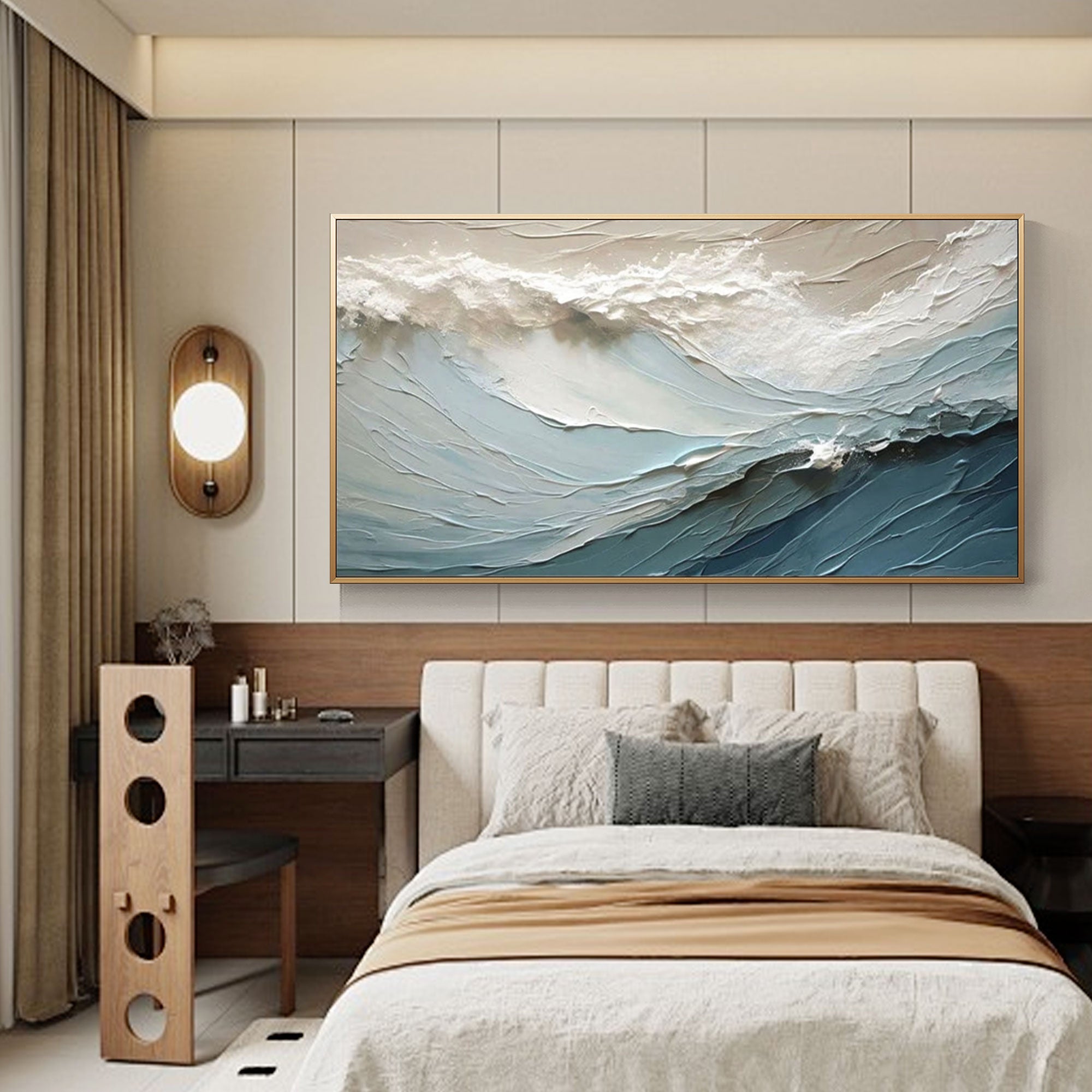 3D textured blue seascape wall art | Ocean Veil