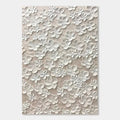 3D Textured Floral Wall Art - Blossom Veil, close-up of white flowers on beige canvas.