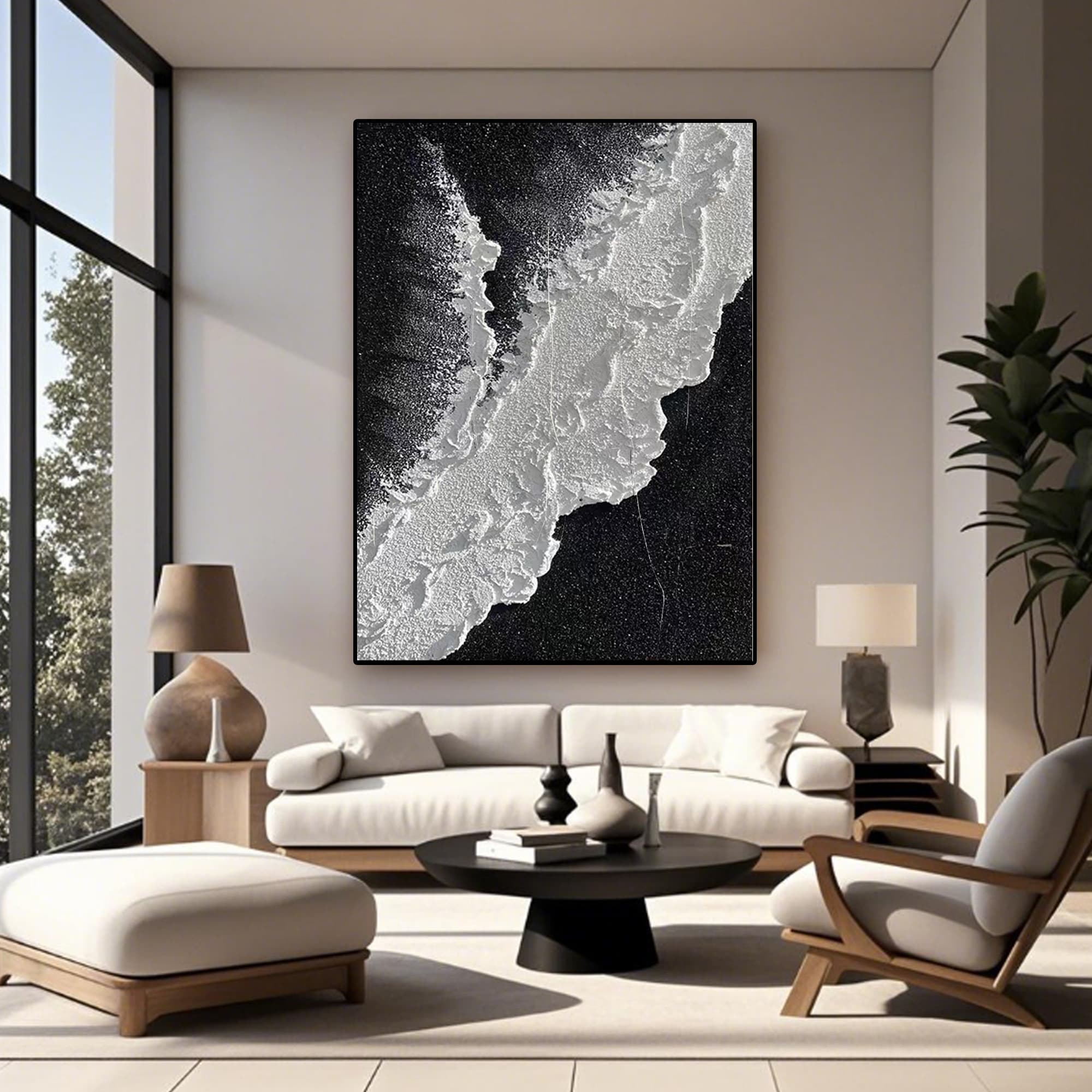 Hand-painted canvas artwork is shipped in sturdy cardboard tubes.