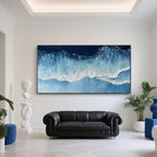Hand-painted ocean wave art with thick texture detail.
