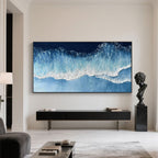 Close-up of the 3D texture on the ocean wave painting.
