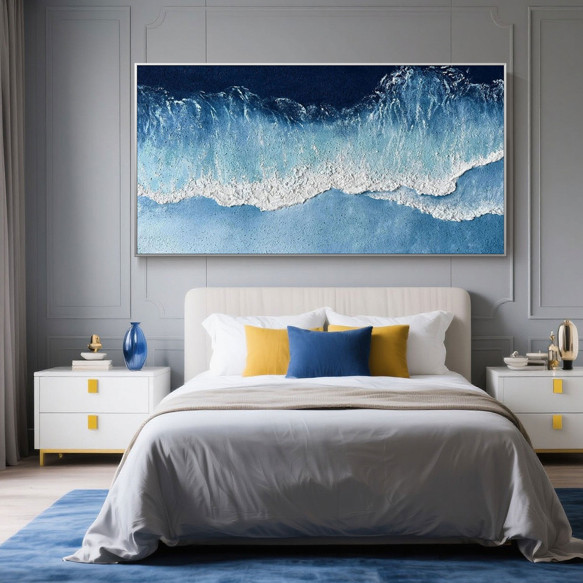 Seascape painting with a palette knife texture technique.