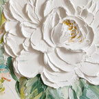 3D textured white peony canvas wall art by Lumi Gallery, modern interior