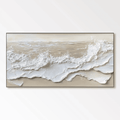 3D Ocean Wave Wall Art - Tide’s Whisper Modern Abstract 3D Ocean Wave Wall Art – Large Horizontal Canvas in White and Bei