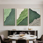 3D Textured Abstract Green Wall Art - Nature Layers