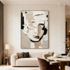 Lumi Gallery's 3D textured abstract modern portrait wall art 'Inner Contour' in neutral tones, contemporary living room