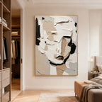 Lumi Gallery's 3D textured abstract modern portrait wall art with gold frame in bedroom