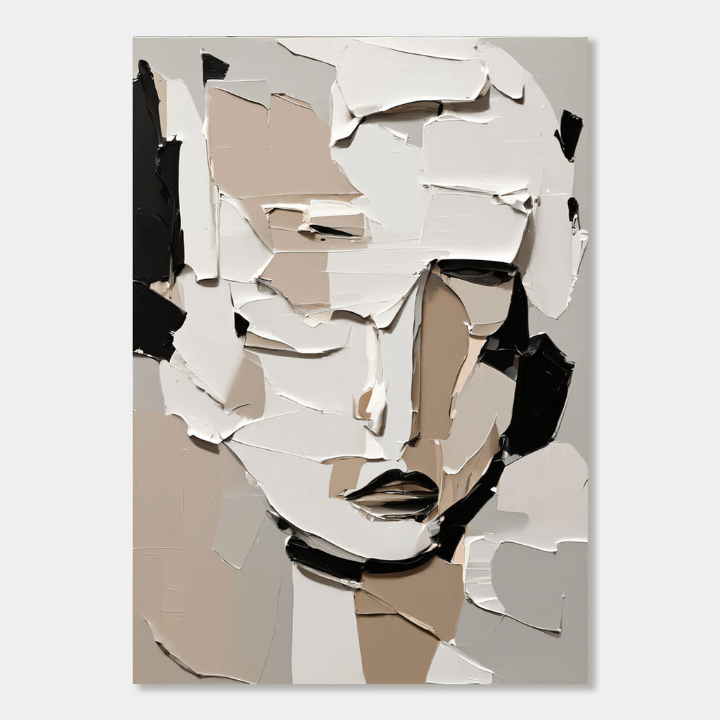 Lumi Gallery's 3D textured abstract modern portrait wall art 'Inner Contour' with neutral tones