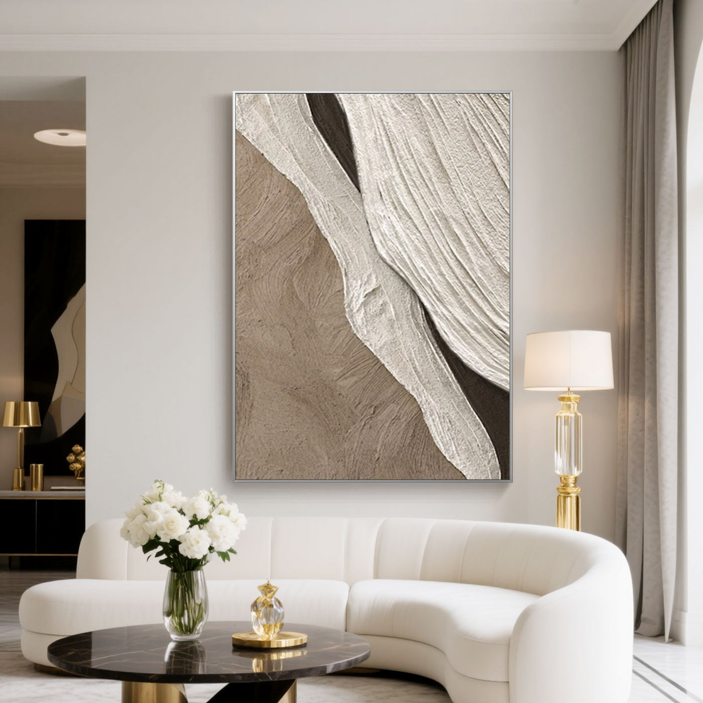 3D Textured Abstract Painting - Shoreline Veil
