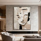 Lumi Gallery's 3D textured abstract portrait canvas art in modern living room
