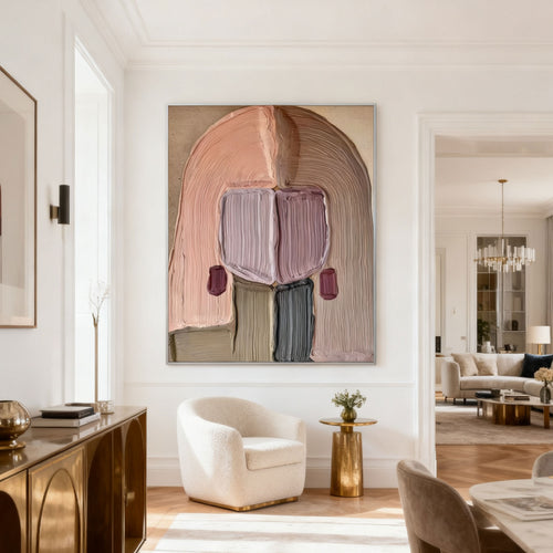 Lumi Gallery 3D textured abstract portrait wall art pink purple modern living room