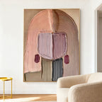 Lumi Gallery's 3D textured abstract portrait wall art with pastel colors, textured brushstrokes, modern living room
