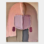 3D textured abstract portrait wall art with pastel pink purple tones, eco-friendly paints, canvas medium by Lumi Gallery