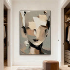 Lumi Gallery's 3D textured abstract portrait wall art 'Inner Stillness' in neutral tones on white wall
