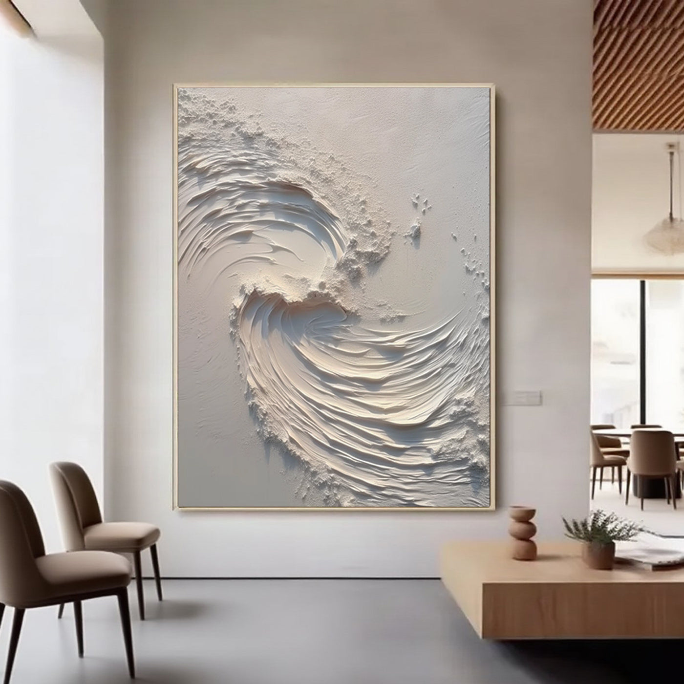 3D Textured Abstract Wave Painting - Dual Harmony