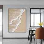 Beige and white 3D textured 'Shoreline' canvas art.