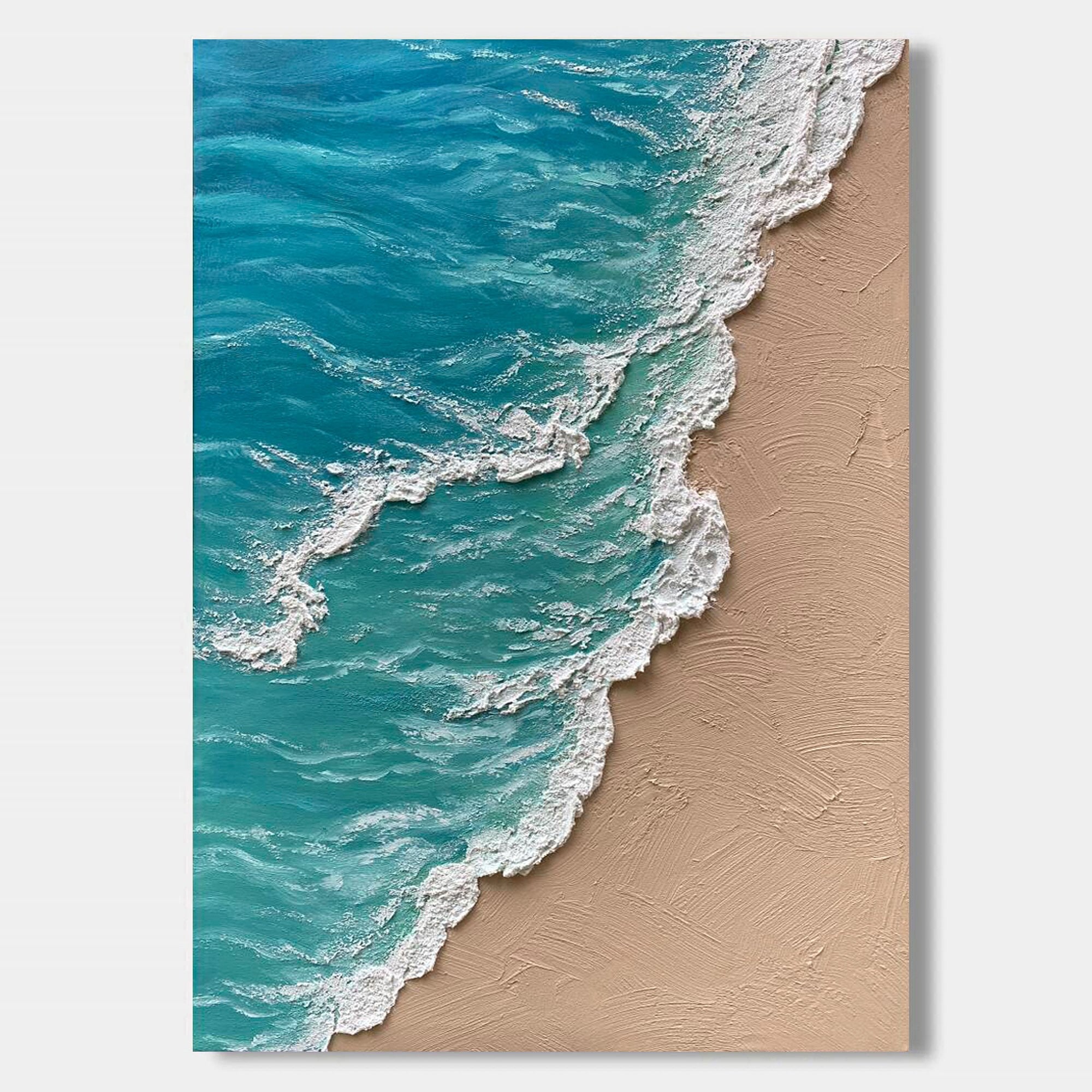 3D Textured Abstract Blue Ocean Painting - Azure Sediment